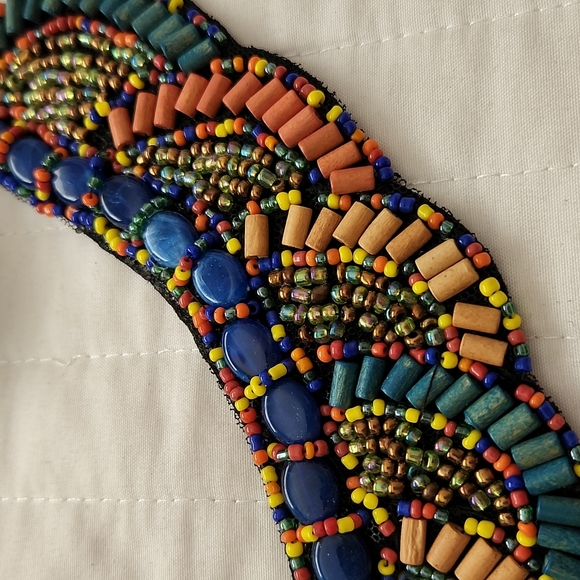 Handmade Beaded Necklace w/Ribbon Tie - Picture 3 of 5